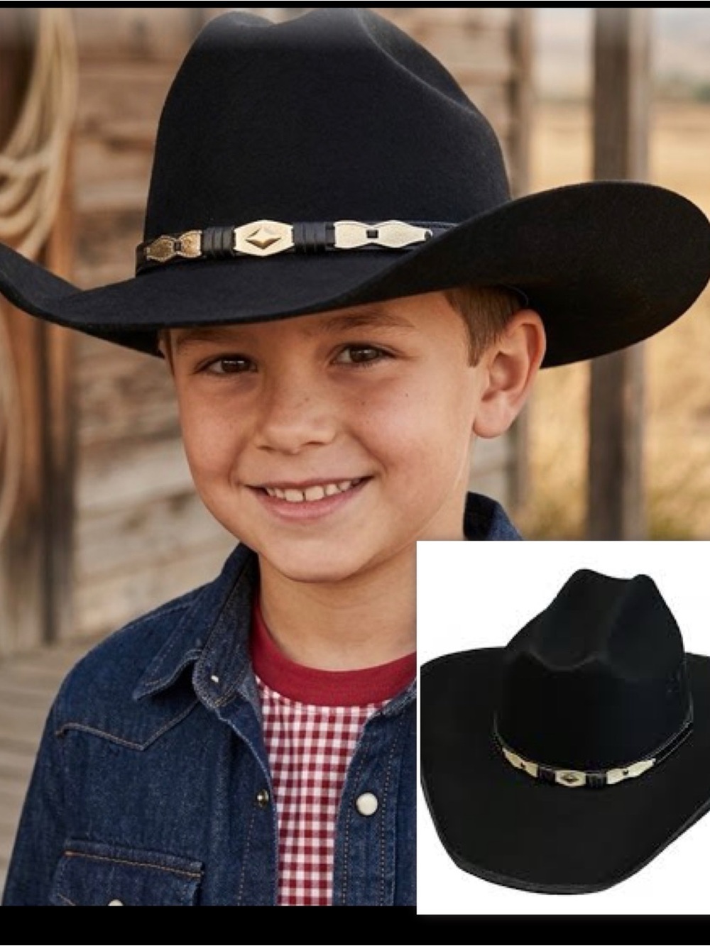 Summit Hats MX Wool Faux Felt Black Cattleman Kids Cowboy Vaquero Western L
